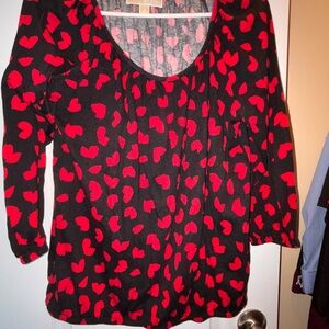 MICHAEL Michael Kors Red and Black Graphic 3/4 Sleeve Blouse